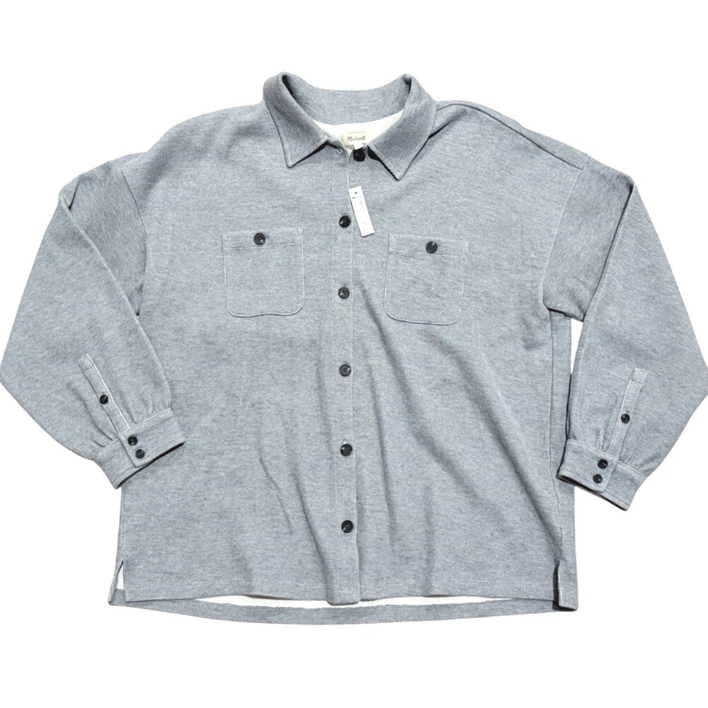 Madewell Gray Button-Up Jacket Shirt Large L NWT NEW Shacket Preppy Classic
